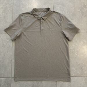 Vuori Shirt Mens Sz L Beige Knit Polo Twill Short Sleeve Performance Golf V1004